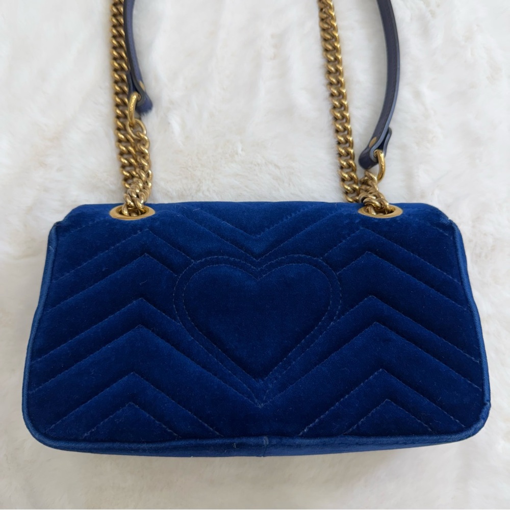 GUCCI Blue Marmont Quilted Crossbody/Shoulder Bag - Picture 9 of 13